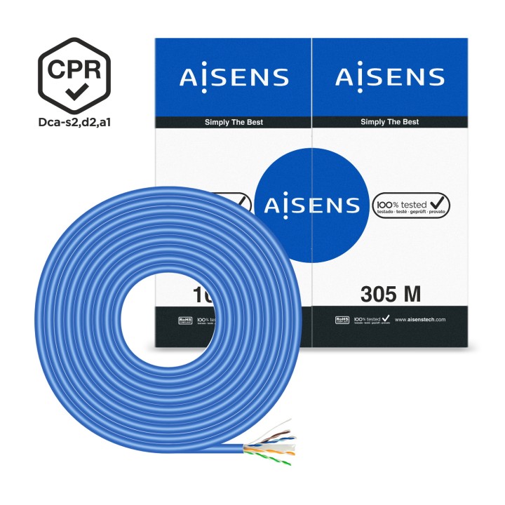 Cable AISENS RJ45 Cat.6 UTP AWG24 305m Azul (A135-0663)