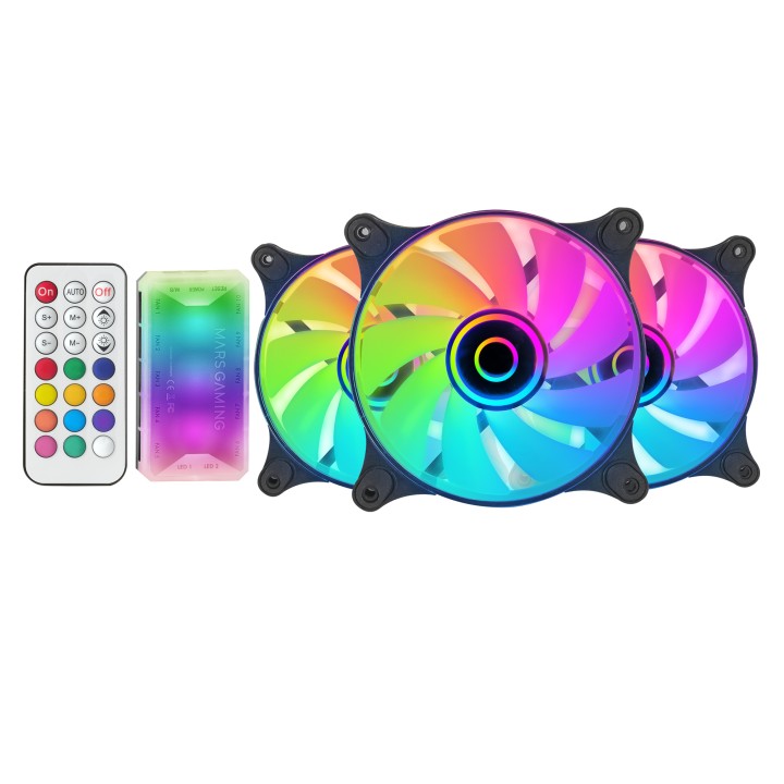 Ventilador Mars Gaming 120mm ARGB Kit 3 Negro (MF3DKIT)
