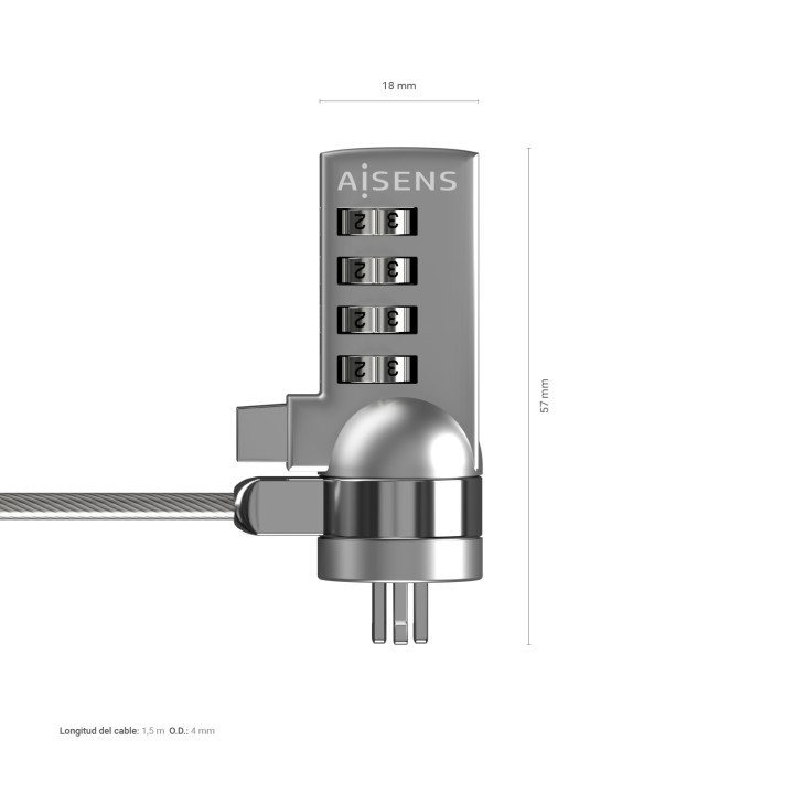 Cable Seguridad AISENS Combinacion 1.5m(ASLK-D40N01-SL)