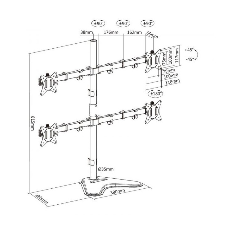 Soporte Mesa EQUIP 17"-32" Gira/Inclina 9Kg (EQ650127)