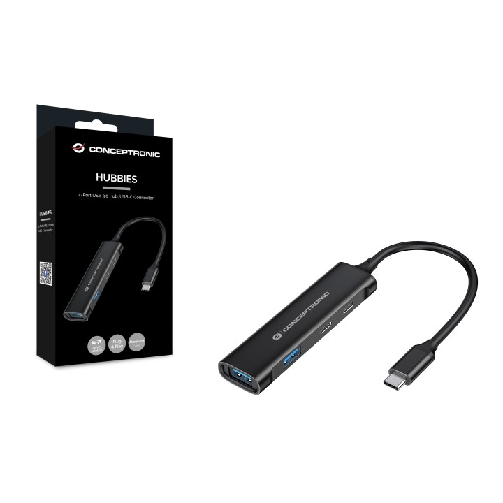 Hub CONCEPTRONIC USB-C a 4xUSB-A/C Negro (HUBBIES12B)