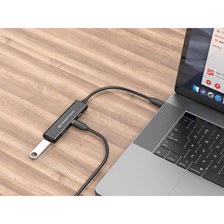 Hub CONCEPTRONIC USB-C a 4xUSB-A/C Negro (HUBBIES12B)