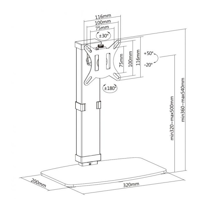 Soporte Mesa EQUIP 17"-32" Gira/Inclina 8Kg (EQ650126)