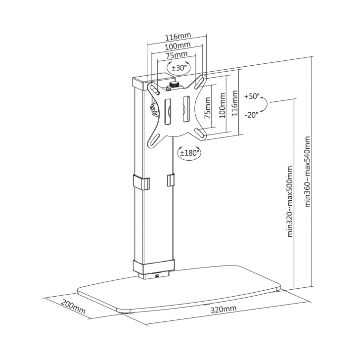 Soporte Mesa AISENS 17"-32" Gira/Inclina (DT32TSR-115)