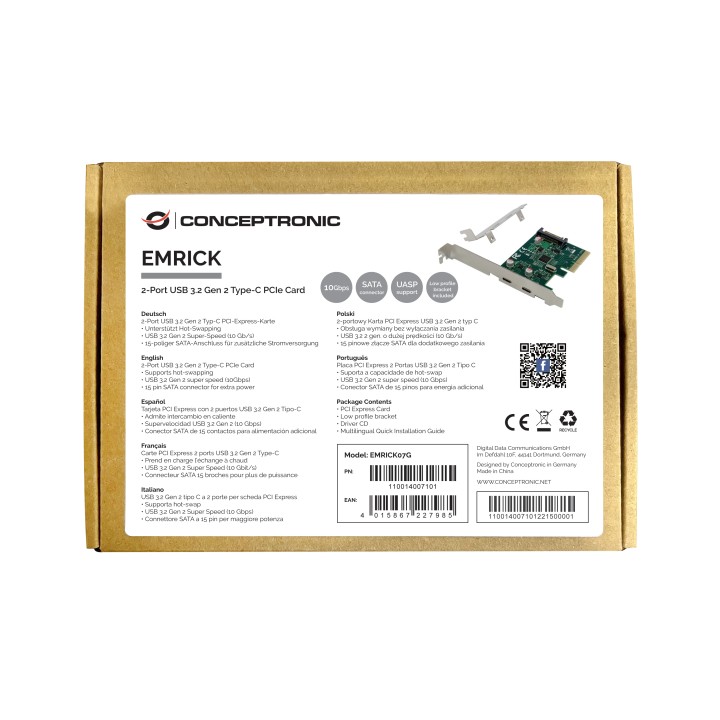 Controladora CONCEPTRONIC PCIe 2xUSB-C 3.2 (EMRICK07G)