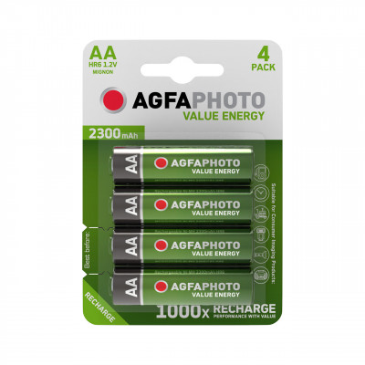 AgfaPhoto Recargable Pila AA HR6 2300 mAh Pack 4 uds Alcalina