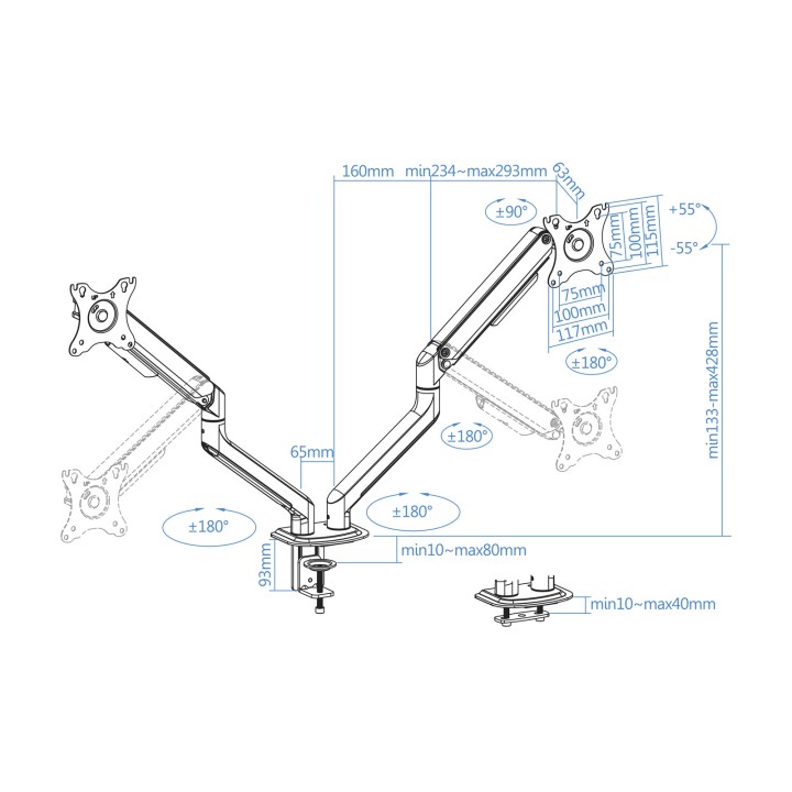 Soporte de Mesa TooQ 17"-32" Gira/Inclina (DB4132TNR-W)