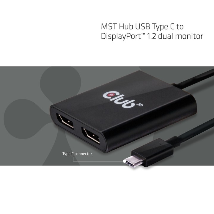Adaptador Club 3D USB-C a 2xDP FHD Negro (CSV-1545)