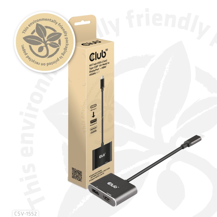 Adaptador Club 3D USB-C a DP/HDMI M/H Negro (CSV-1552)