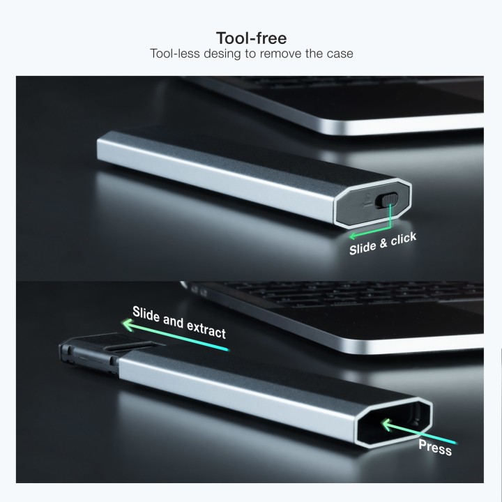 Caja TooQ SSD M.2/PCIe USB-C 3.0 Gris (TQE-2223G)