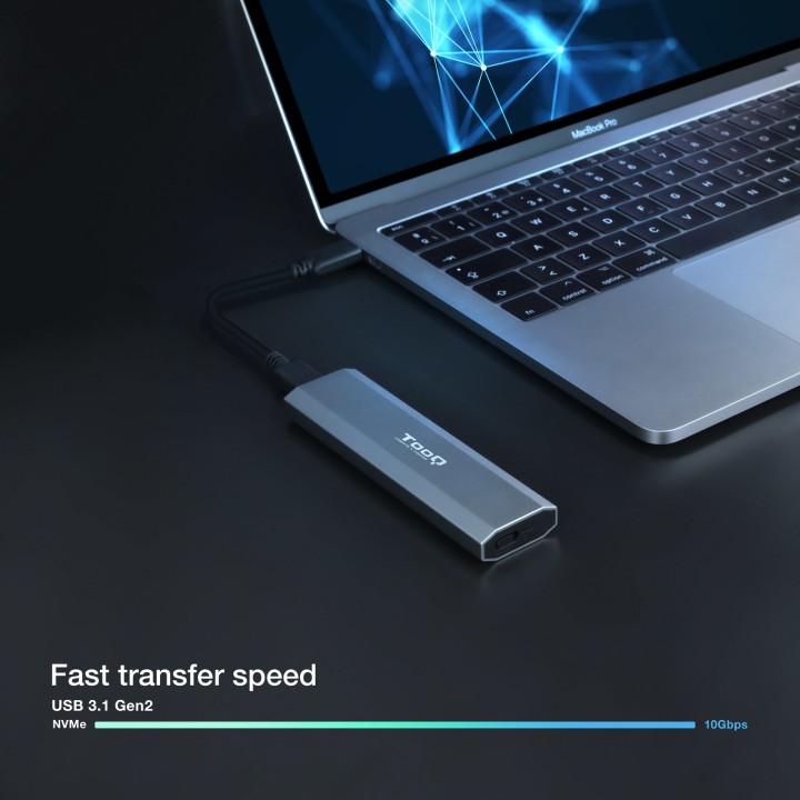 Caja TooQ SSD M.2/PCIe USB-C 3.0 Gris (TQE-2223G)