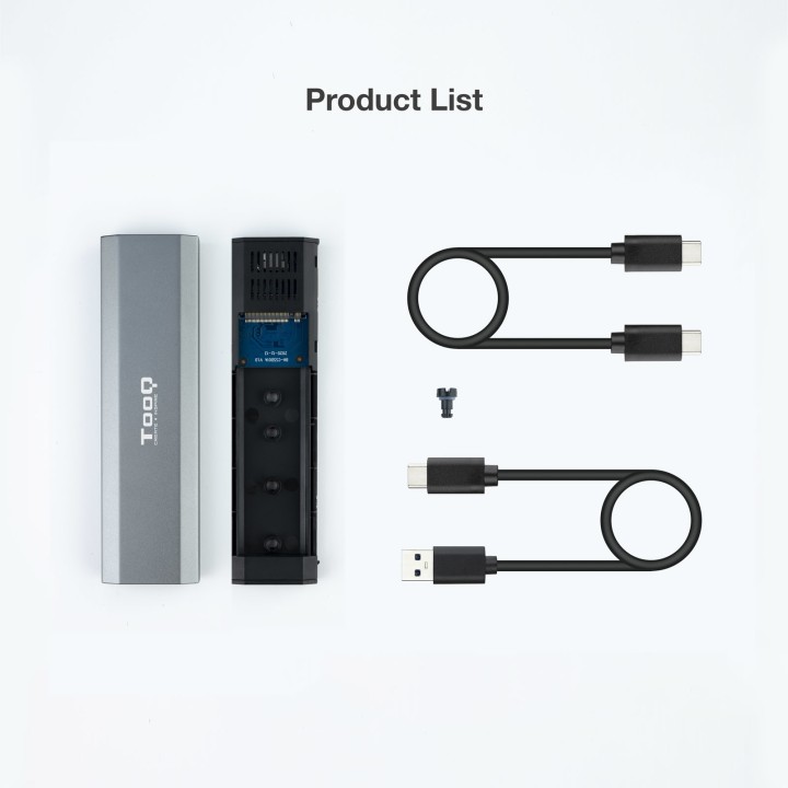 Caja TooQ SSD M.2/PCIe USB-C 3.0 Gris (TQE-2223G)