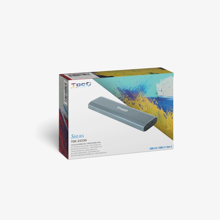 Caja TooQ SSD M.2/PCIe USB-C 3.0 Gris (TQE-2223G)