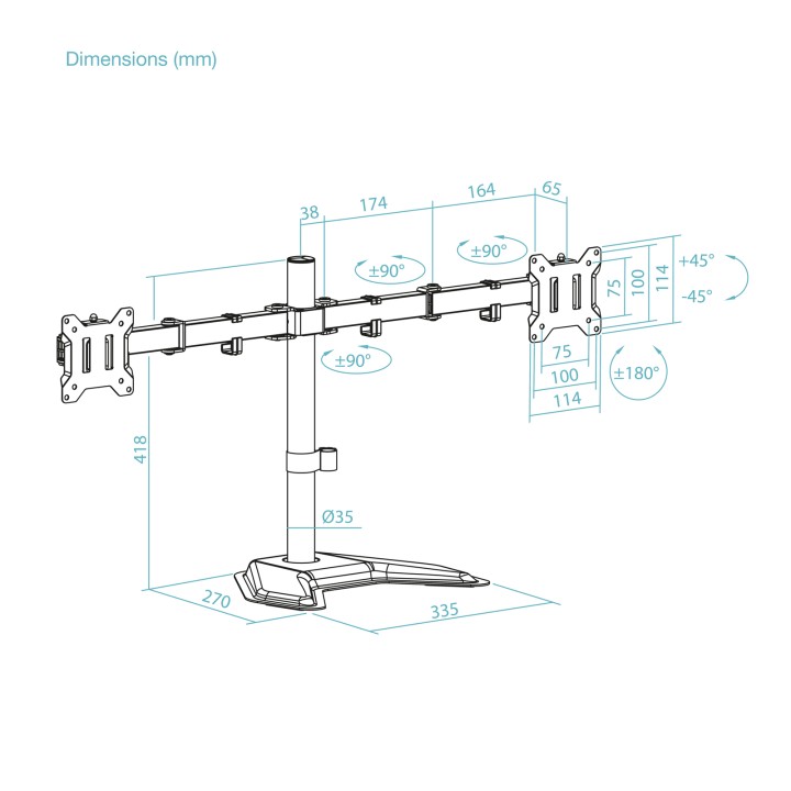 Soporte de Mesa TooQ 17"-32" Gira/Inclina (DB1702TN-B)