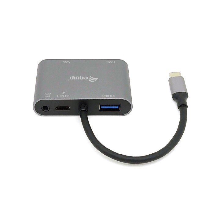 Adaptador EQUIP 5en1 USB-C Negro (EQ133483)