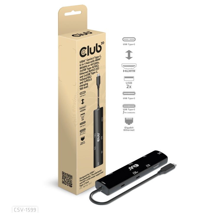 Docking Club 3D USB4 a USB-A/C/HDMI/RJ45 (CSV-1599)