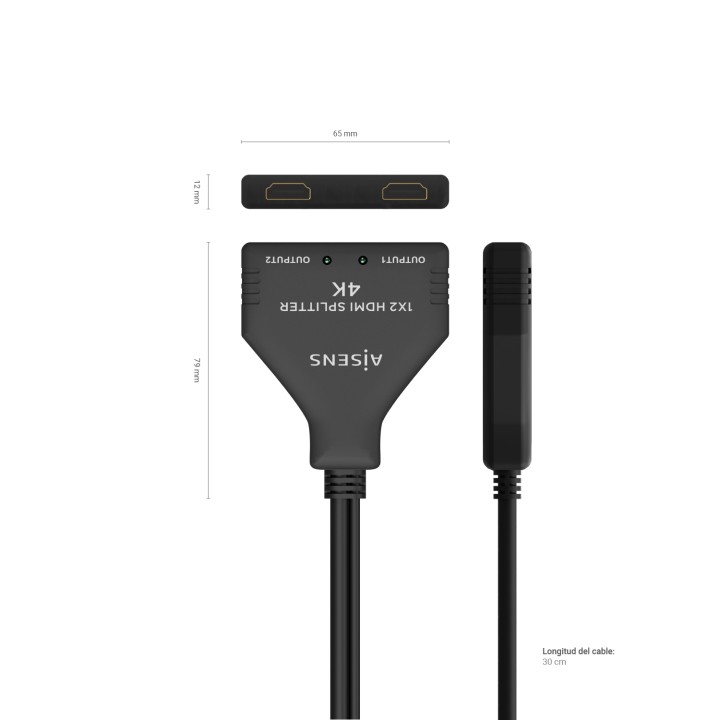 Cable AISENS 2xHDMI/H a HDMI/M+USB/M Negro (A123-0654)
