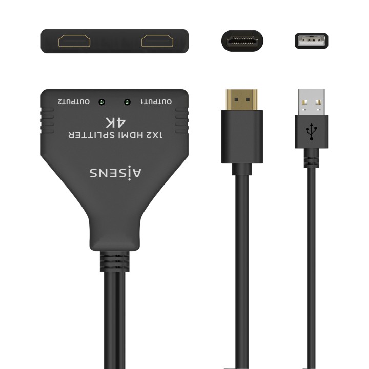 Cable AISENS 2xHDMI/H a HDMI/M+USB/M Negro (A123-0654)
