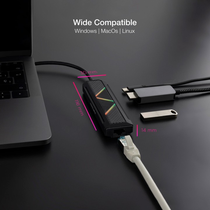 Hub Nanocable USB-C a USB-A USB-C HDMI RJ45(10.16.0501)