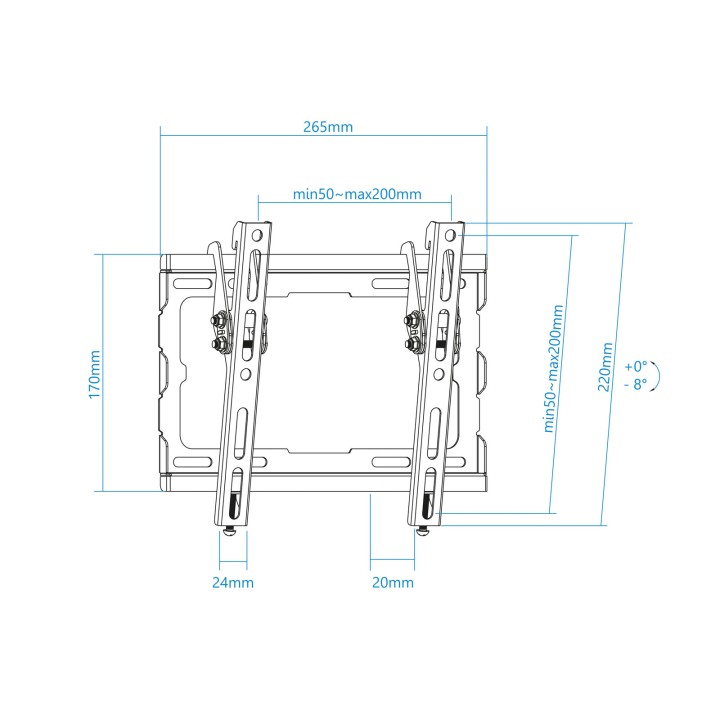 Soporte Pared TOOQ 23"-43" Inclinable 45Kg (LP1044T-B)