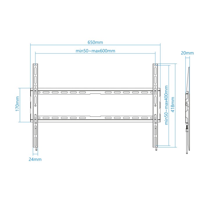 Soporte de Pared TOOQ 32"-80" 45Kg Negro (LP1080F-B)