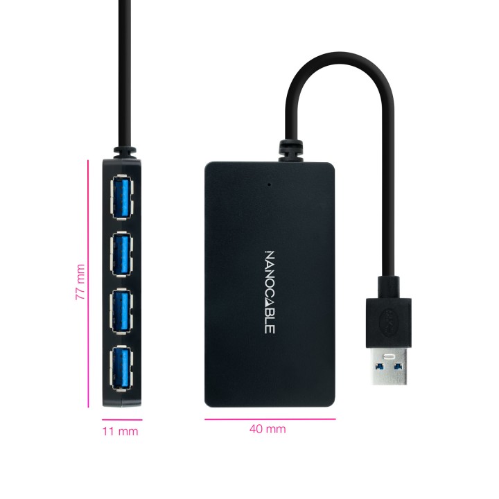 Hub Nanocable USB-A 3.0 a 4USB-A 3.0 Negro (10.16.4403)