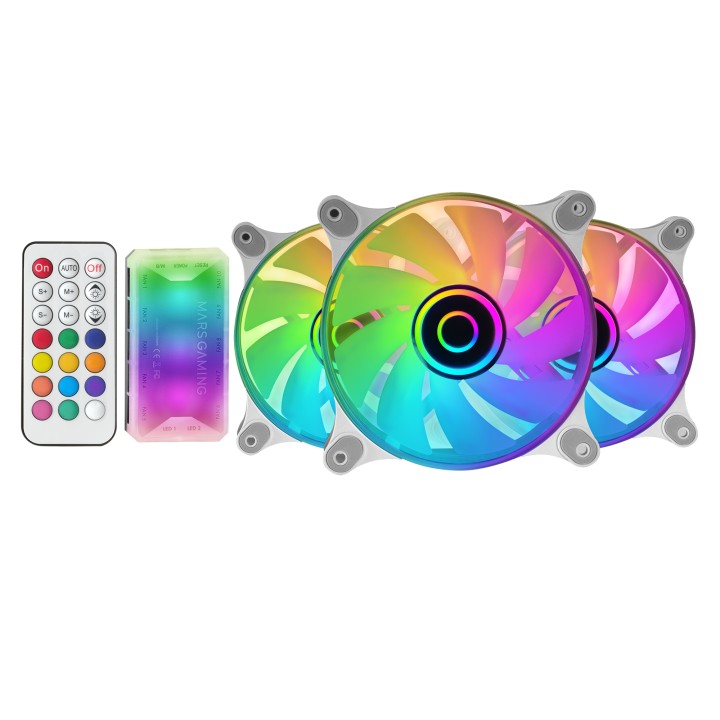 Ventilador Mars Gaming 120mm ARGB Kit3 Blanco(MF3DKITW)