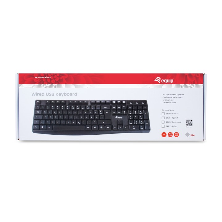 Teclado EQUIP Life USB Portugués Negro (EQ245212)