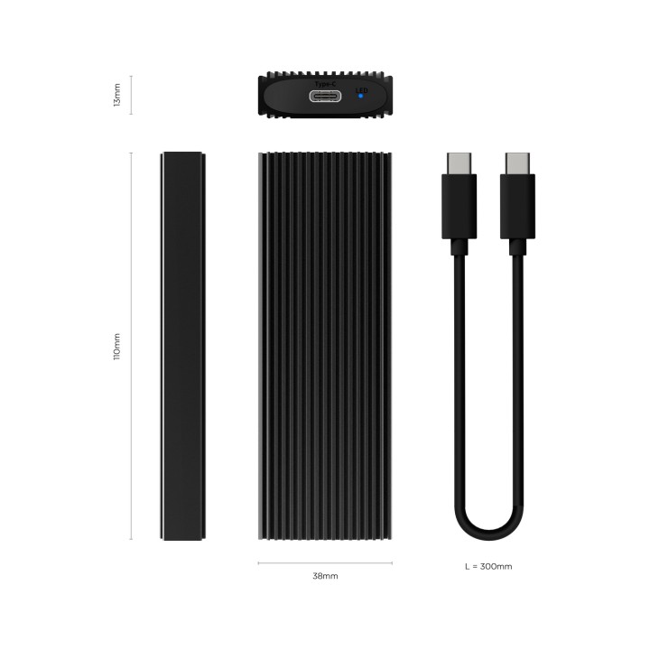 Caja AISENS SSD M.2 NVMe USB-C 3.1 Negra (ASM2-022B)