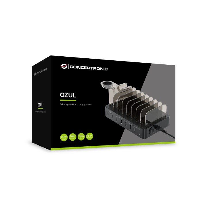 Estación de Carga CONCEPTRONIC 75W 8P Negra (OZUL02B)