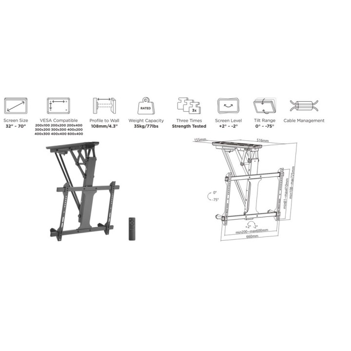 Soporte Techo EQUIP 32"-70" Incli Motorizado (EQ650329)