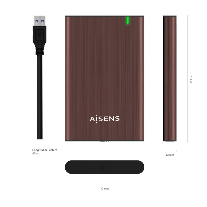 Caja AISENS HDD 2.5" SATA USB 3.0 Marrón (ASE-2525BWN)