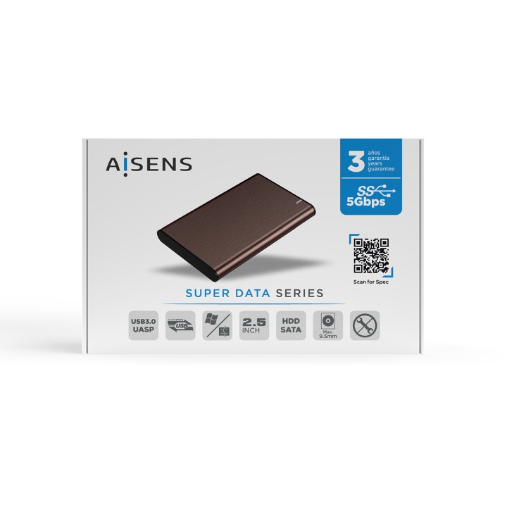 Caja AISENS HDD 2.5" SATA USB 3.0 Marrón (ASE-2525BWN)