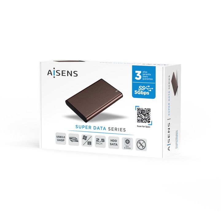 Caja AISENS HDD 2.5" SATA USB 3.0 Marrón (ASE-2525BWN)