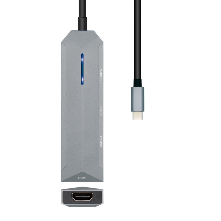Adaptador AISENS 4en1 USB-C 15cm Gris (ASUC-4P002-GR)