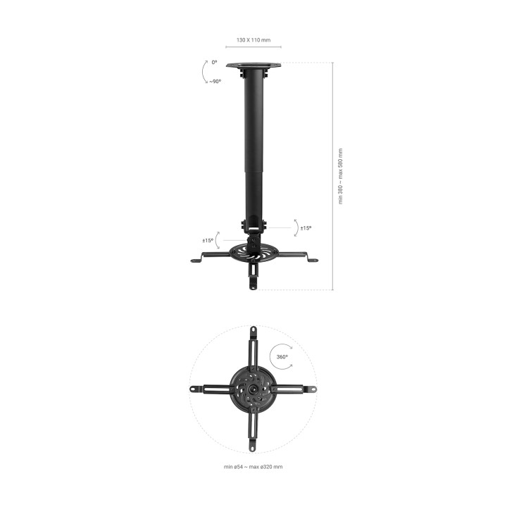 Soporte AISENS Techo Extensible Negro (CP04TSRE-131)