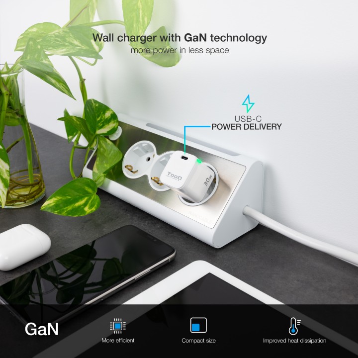Cargador Pared TooQ 30W 1xUSB-C Blanco (TQWC-GANPD30WT)