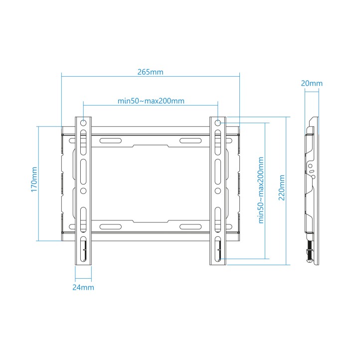 Soporte de Pared TOOQ Fijo 23"-43" Máx 45Kg (LP1043F-B)