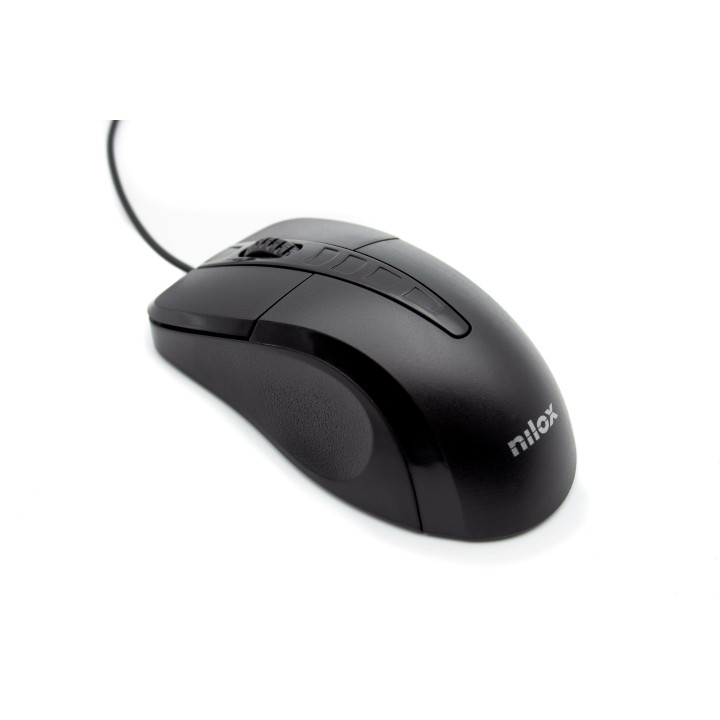 Ratón NILOX Óptico USB-A 1000dpi Negro (MOUSB1001)