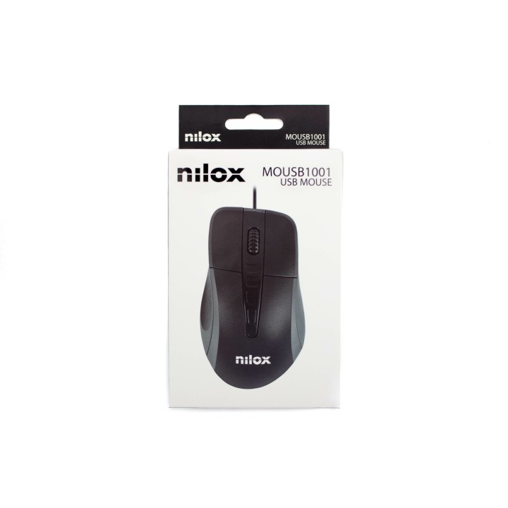 Ratón NILOX Óptico USB-A 1000dpi Negro (MOUSB1001)