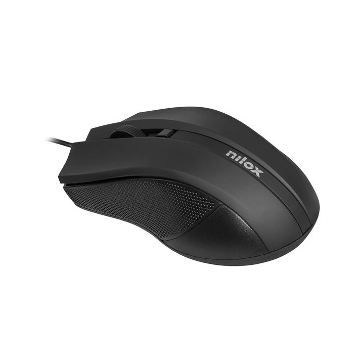 Ratón NILOX Óptico USB-A 1600dpi Negro (MOUSB1002)