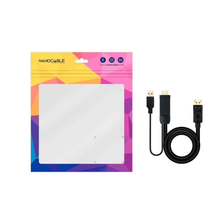 Nanocable USB-A/HDMI/M a DP/M 1.8m Negro (10.15.4352)