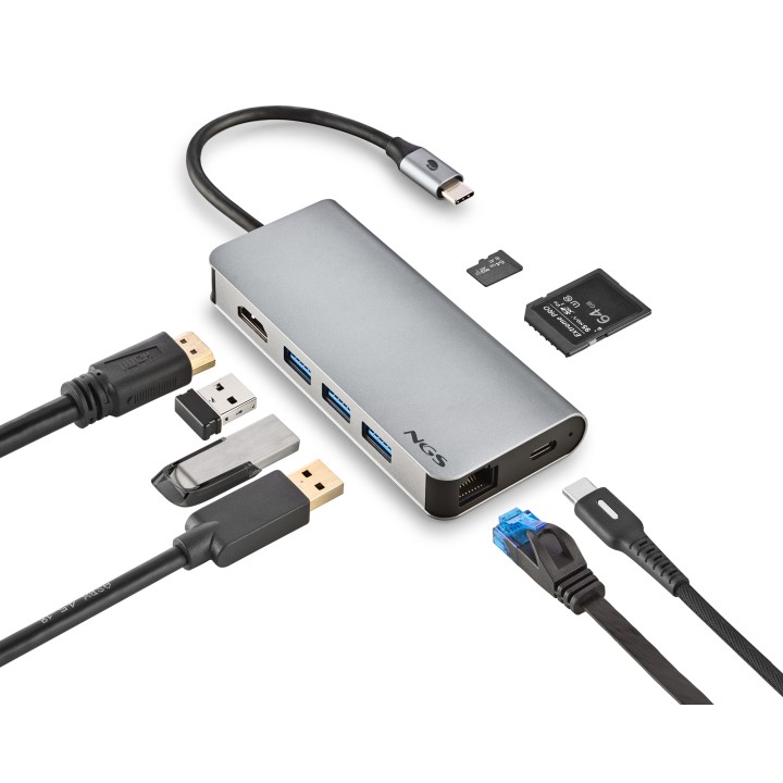Docking NGS 8en1 USB-C Aluminio (WONDERDOCK8)