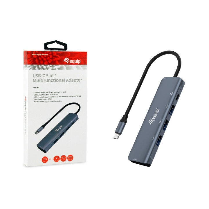 Adaptador EQUIP USB-C a HDMI/USB-A/USB-C PD (EQ133487)
