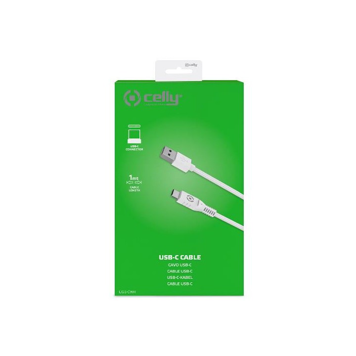 Cable CELLY USB-A a USB-C 1m Blanco (USB-CWH)
