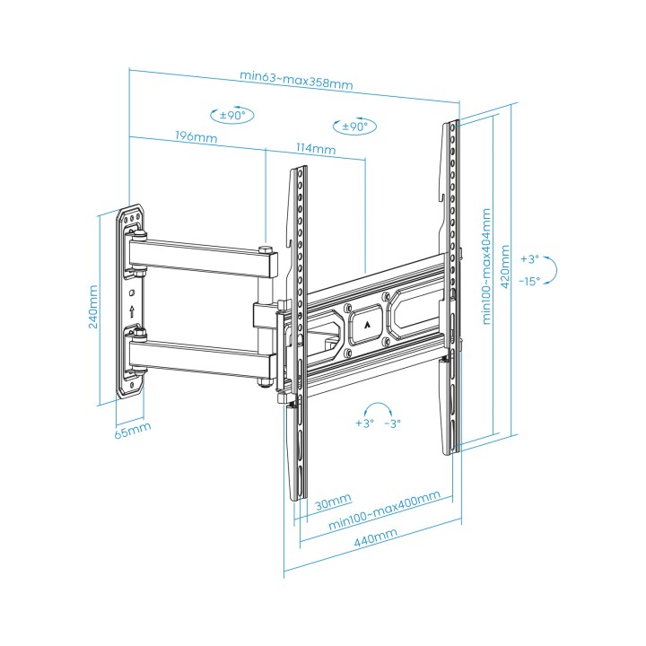 Soporte de Pared TOOQ 32"-55" Gira/Inclina (LP7843TN-B)