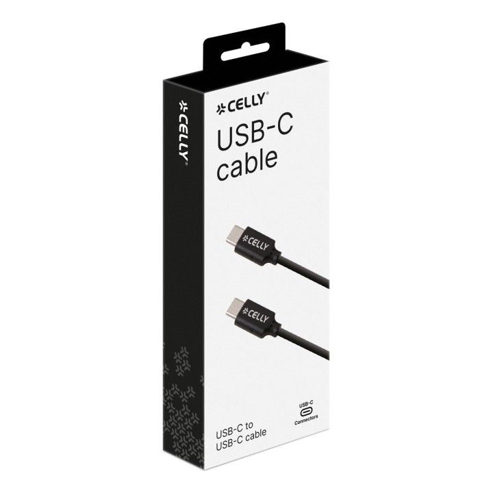 Cable CELLY USB-C a USB-C 60W 1m Negro (USBCUSBCBK)