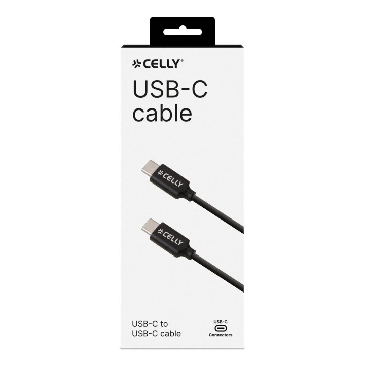 Cable CELLY USB-C a USB-C 60W 1m Negro (USBCUSBCBK)