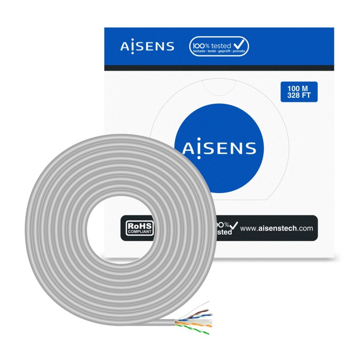 Cable AISENS RJ45 Cat.6 CCA UTP 100m Gris (A135-0660)