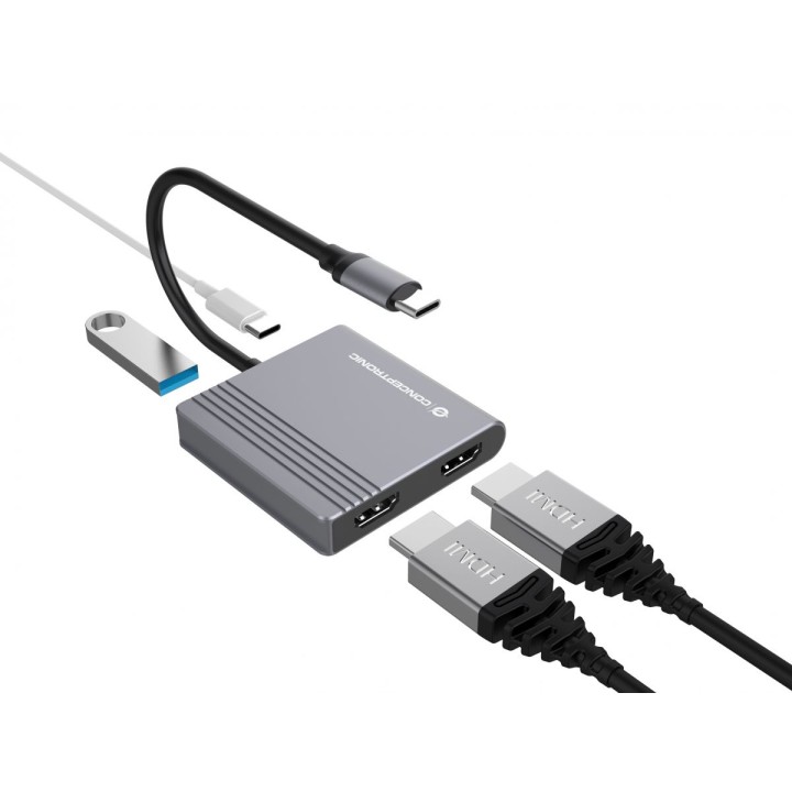 Adaptador CONCEPTRONIC 4en1 USB-C 3.0 Gris (DONN13G)